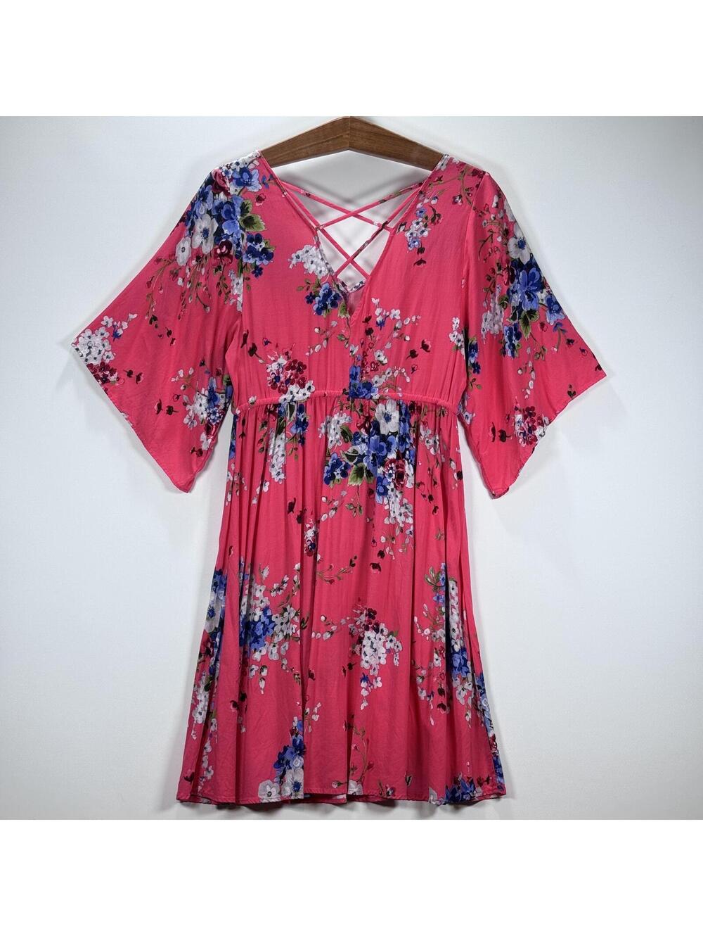 Torrid Floral Cinched Waist Bell Sleeve Skater Dress - 0 - Picture 4 of 7